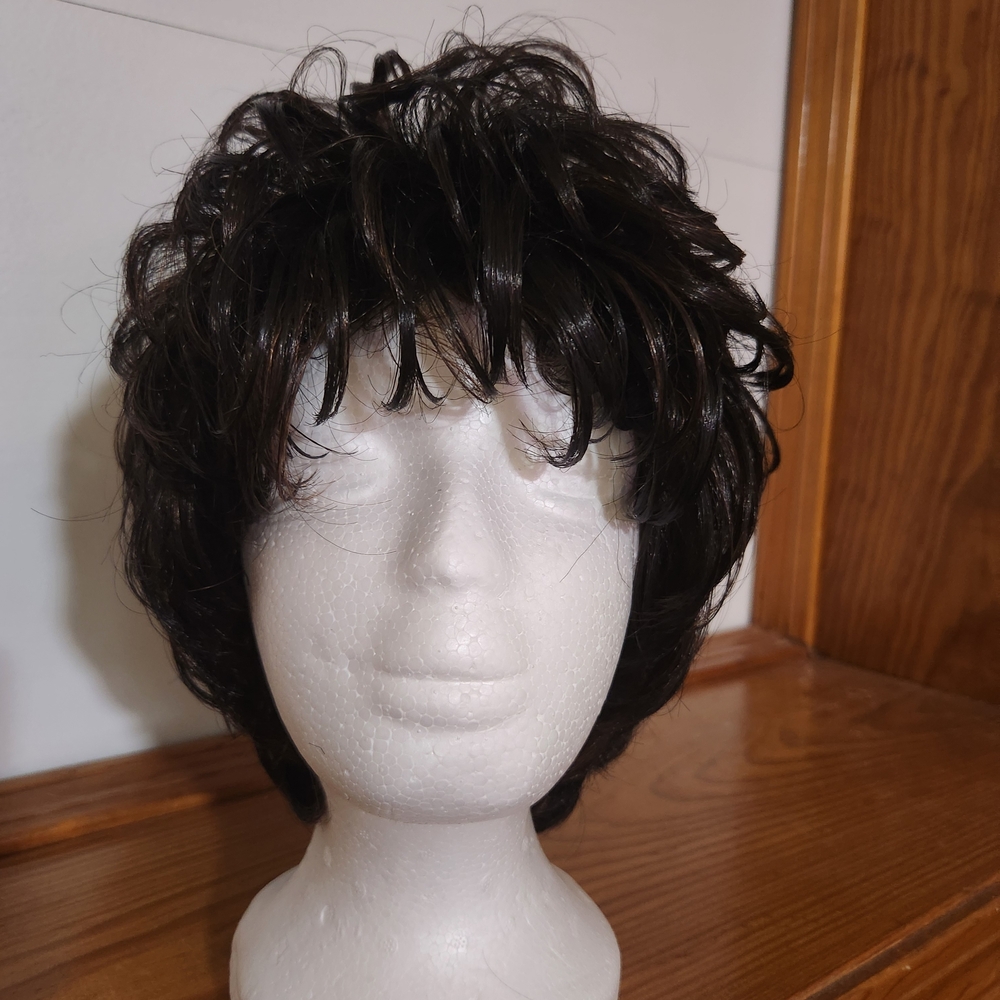Short Layered Women's Wig in Espresso Brown with Soft Fringe